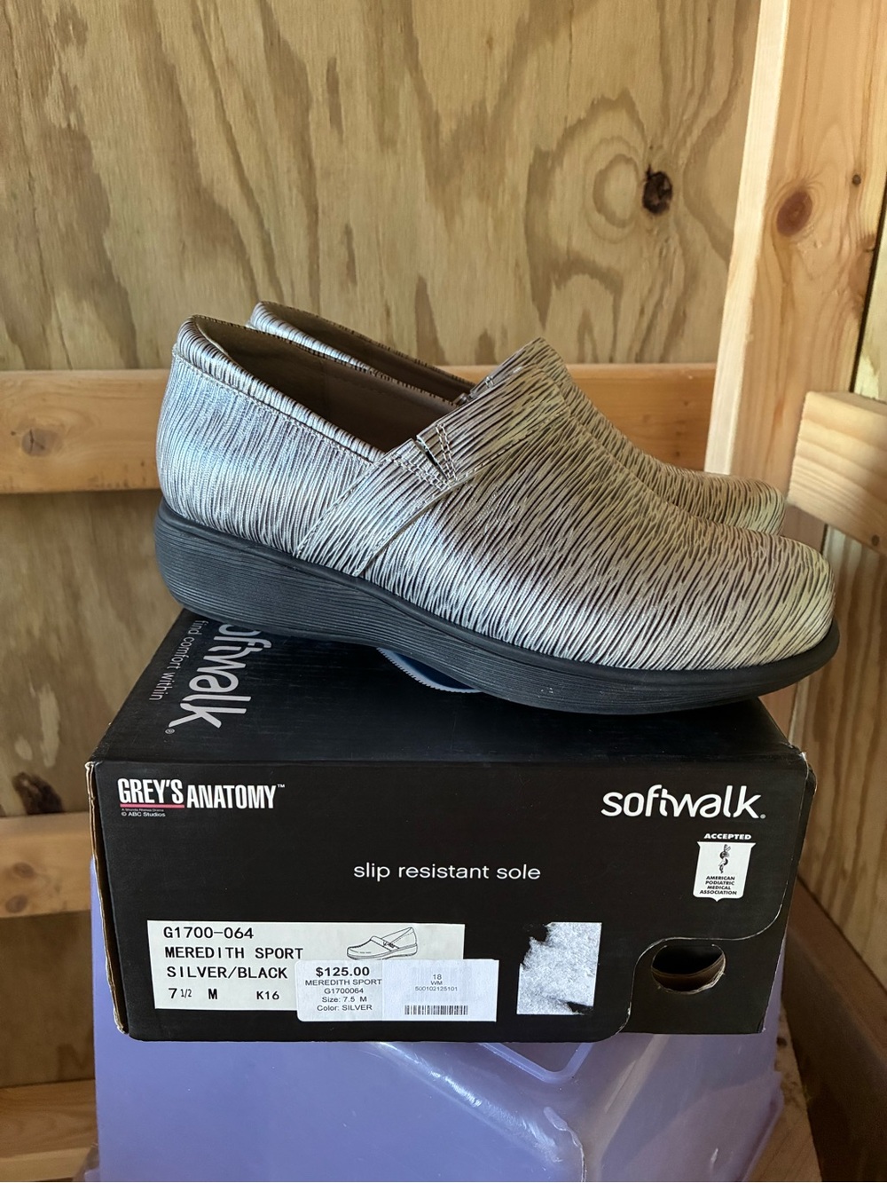SoftWalk Meredith Sport Women's Slip-On Loafer in Silver and Black